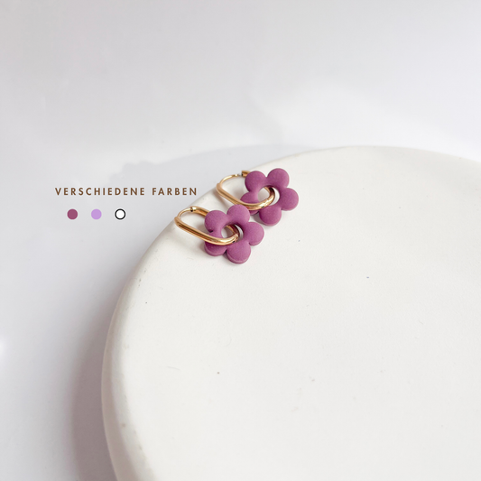 Creolen FLORA bordeaux I flieder I weiß