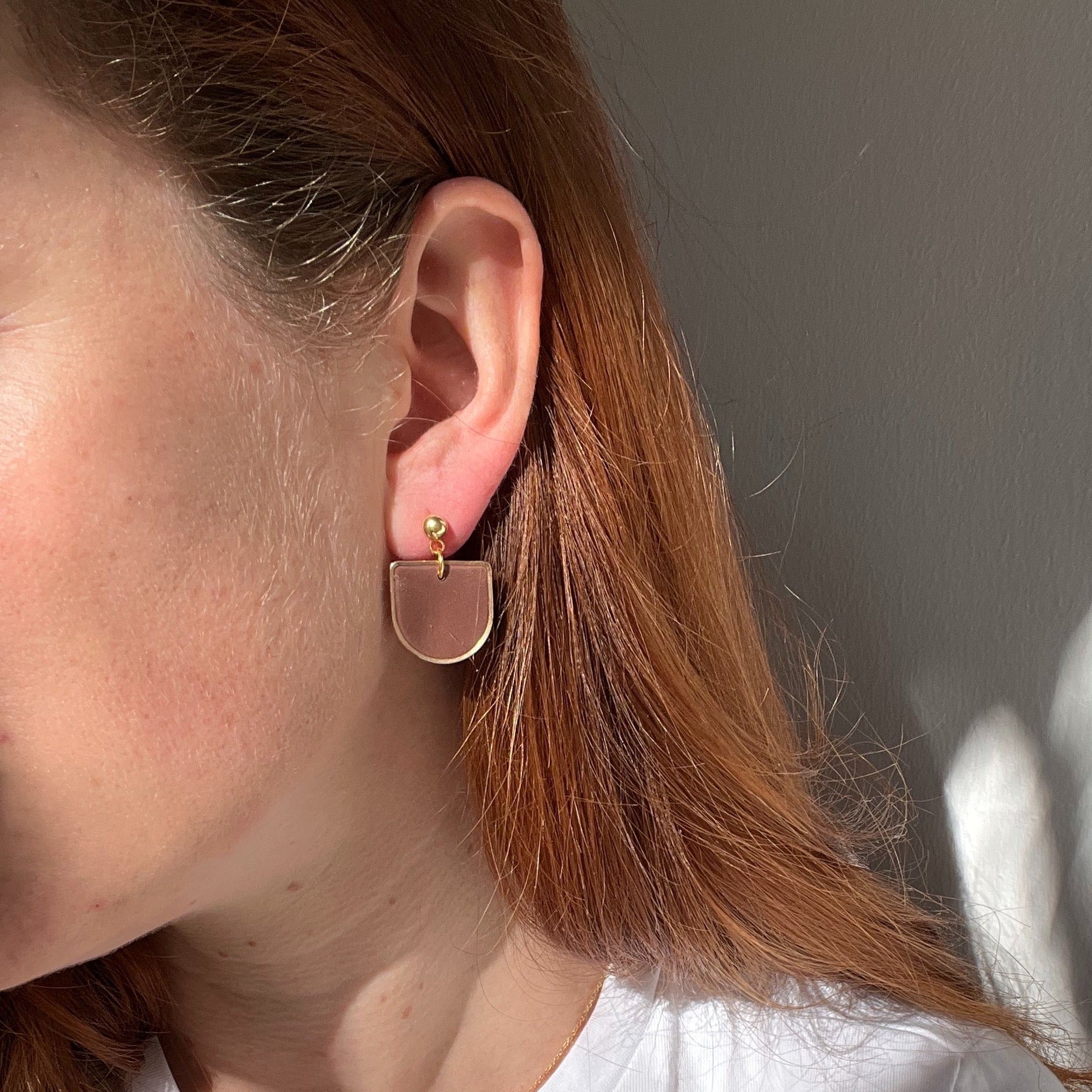 Goldene Ohrringe Polymerton in Braun oder Rosa, Edelstahl vergoldet, handgemachte Ohrringe, Winnis Corner I CLEA